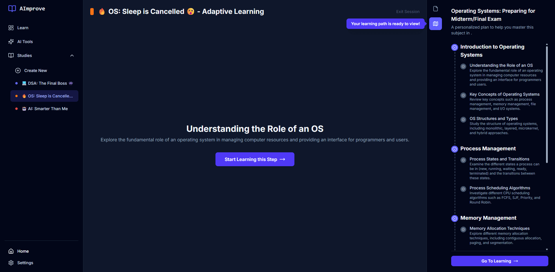 AImprove application screenshot 6